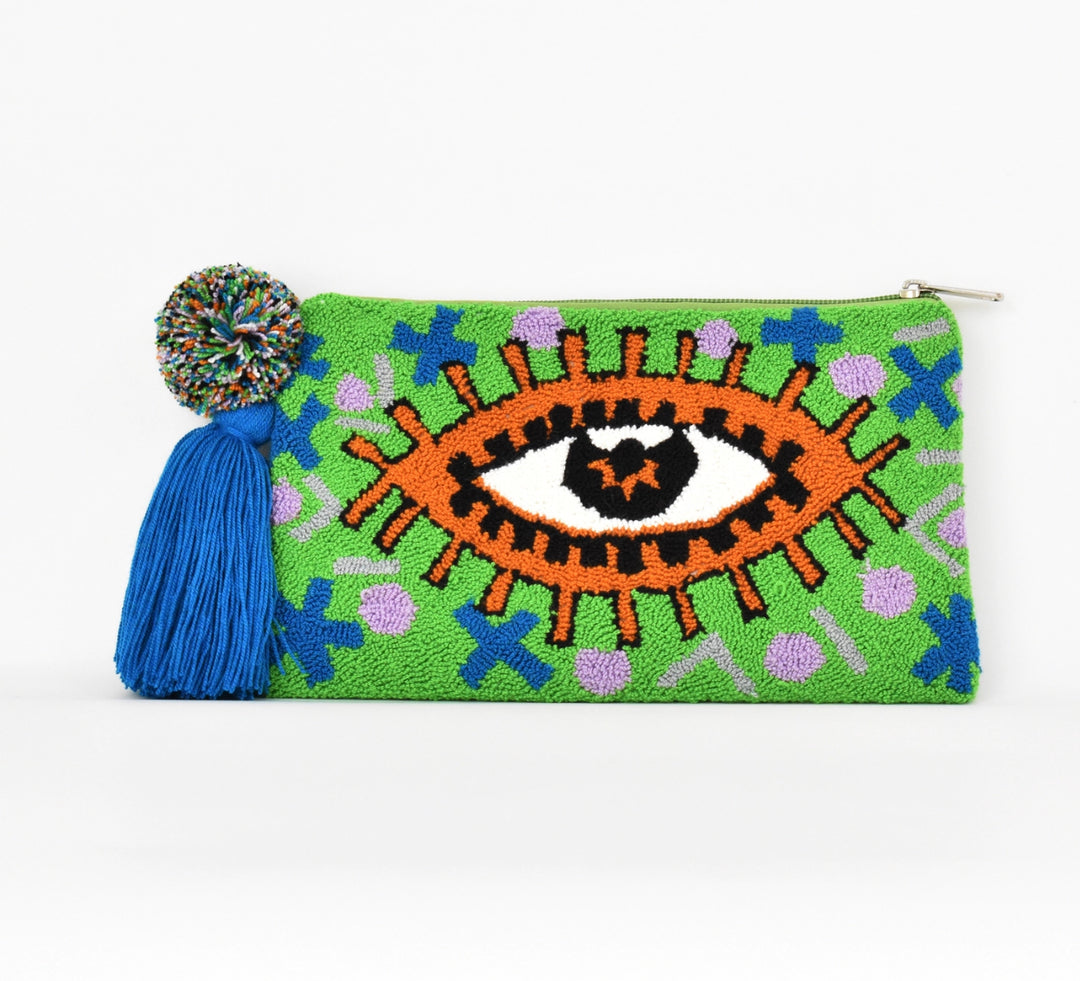 Third eye Tapizada Clutch-Deep Ocean Blue and green