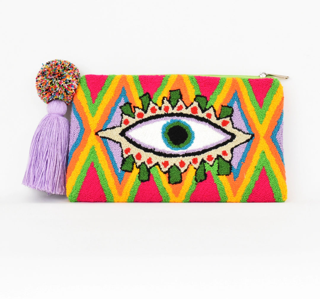 Third Eye Tapizada clutch-Dusty lilac multi color.