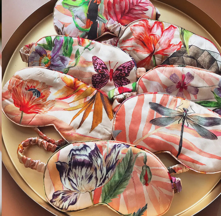 Luxury 100% Silk Satin hand painted eye mask-Eden design