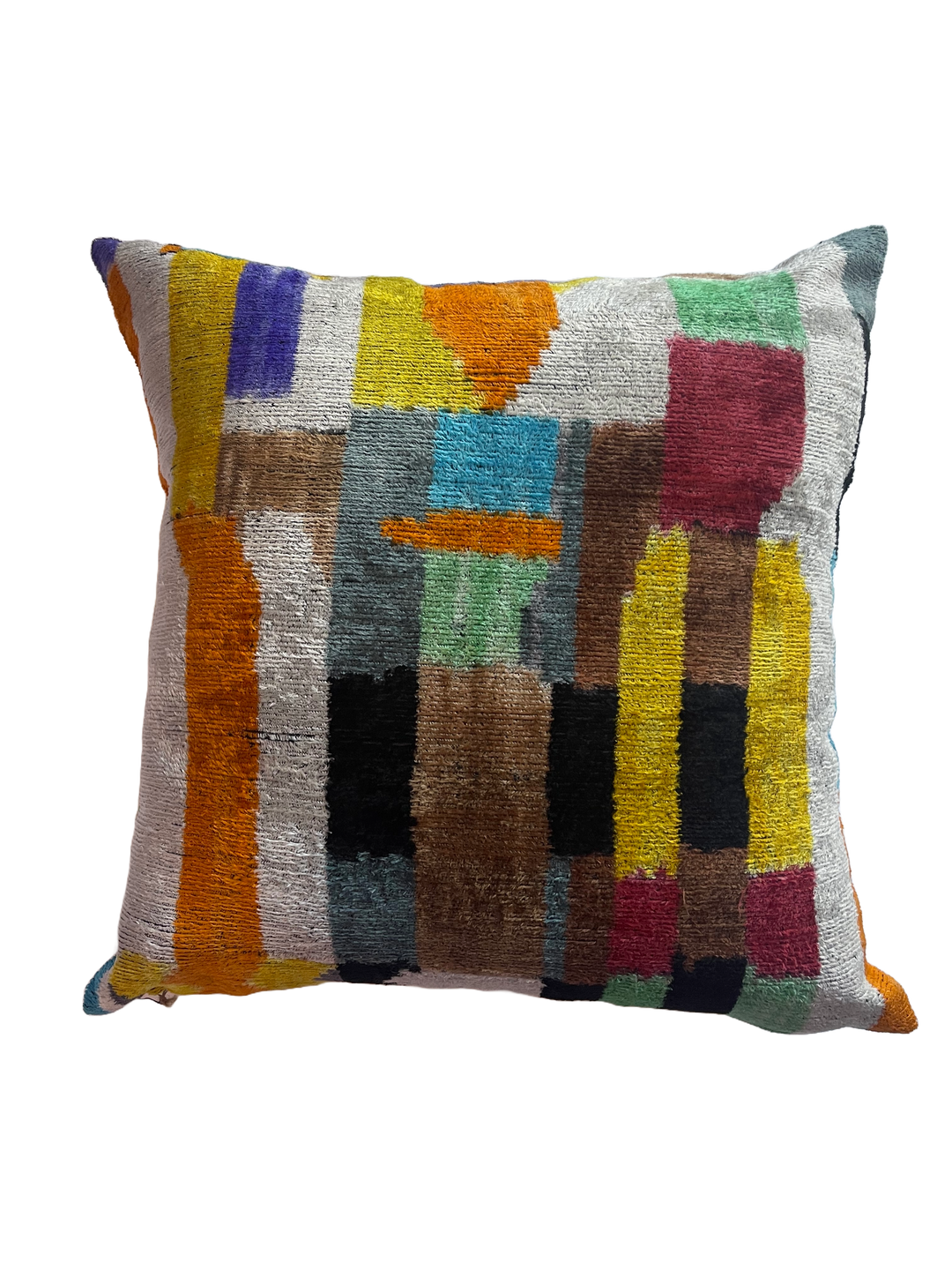Modern and graphic silk velvet throw pillow