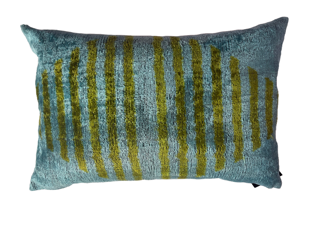 Graphic fish inspired 100% silk velvet lumbar pillow