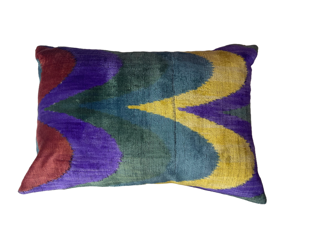 Graphic and modern 100% silk velvet lumbar pillow