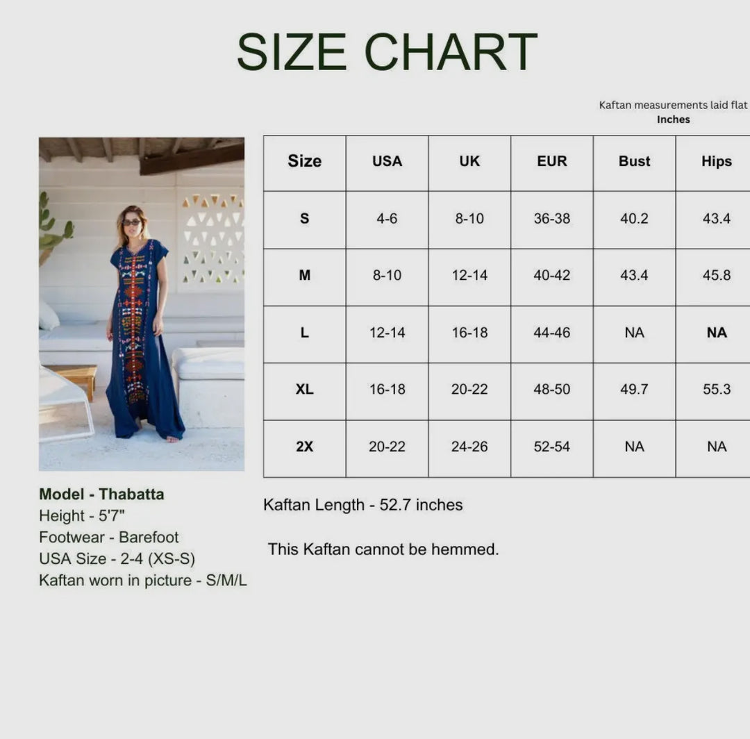 Black Embroidered Kaftan Maxi Dress