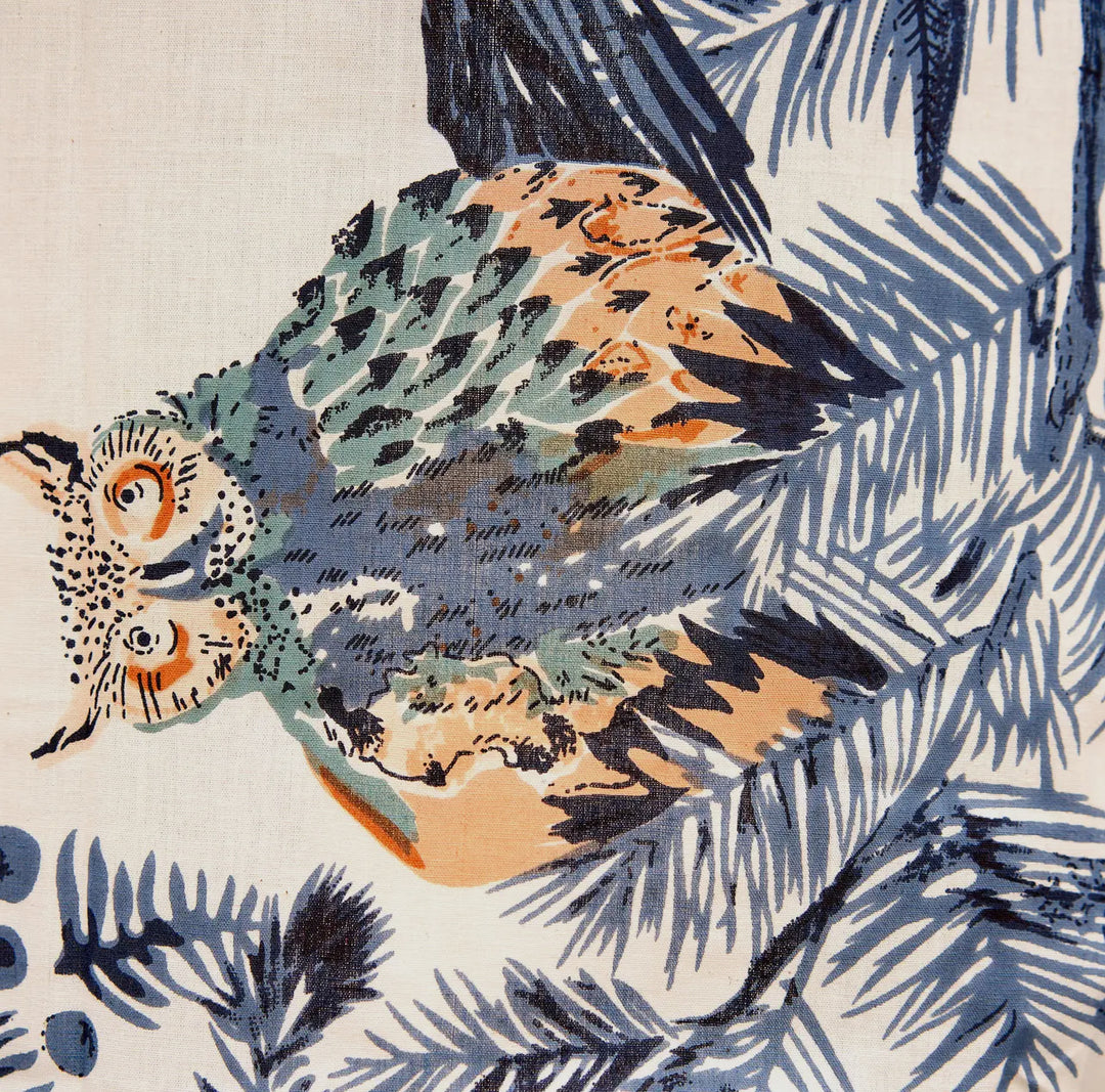 Cotton Kimono Robe Blue/Cream Owl
