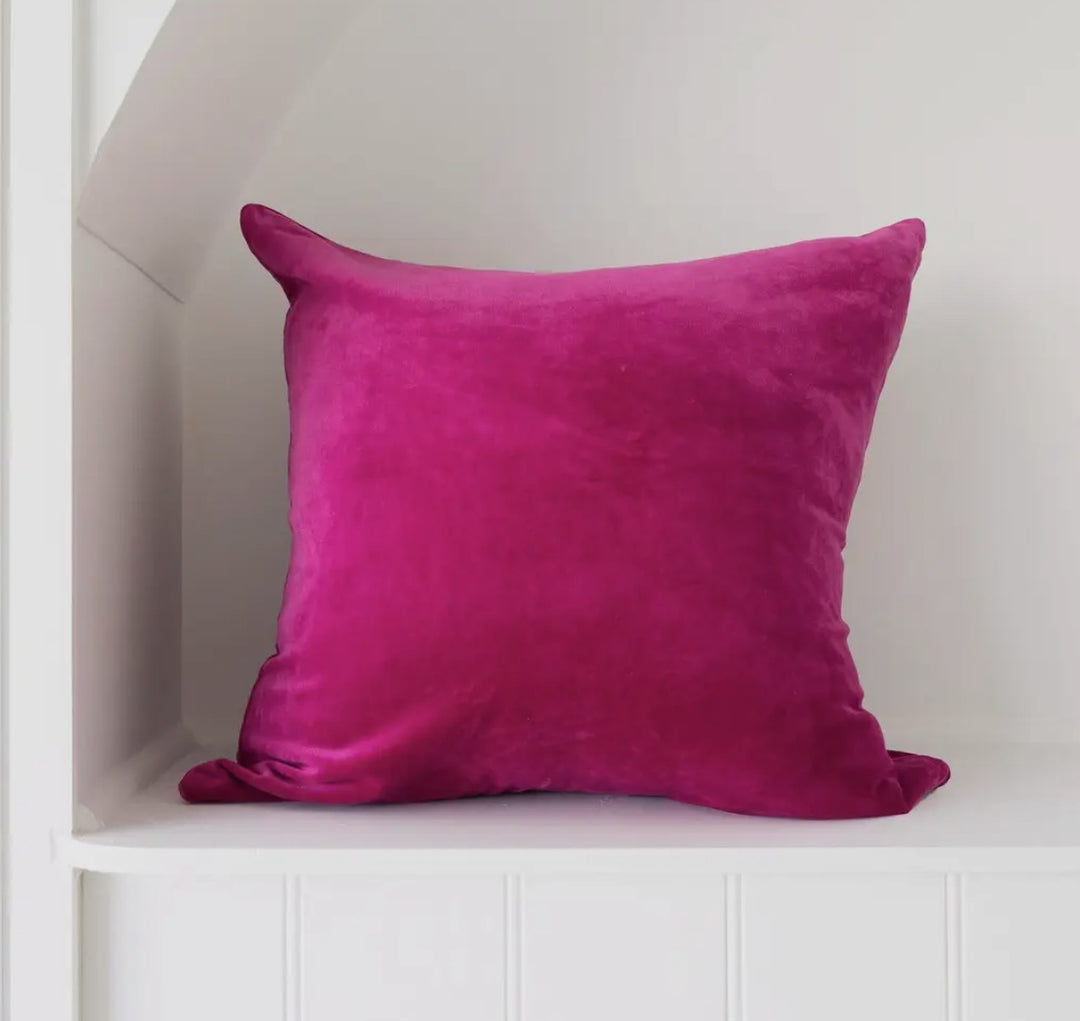 Cotton Velvet Throw Pillow-Hot Pink