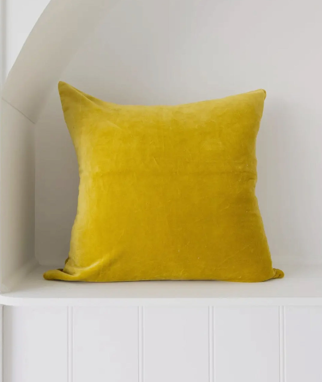 Cotton Velvet Throw Pillow-Mustard