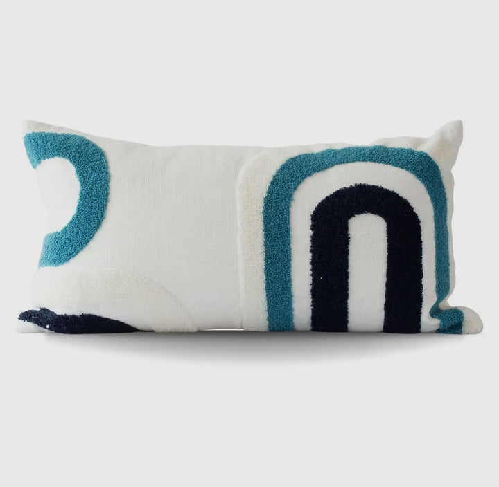 Arches graphic lumber pillow: Teal/black/white