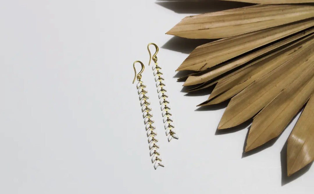 Lady Fern Earrings-white