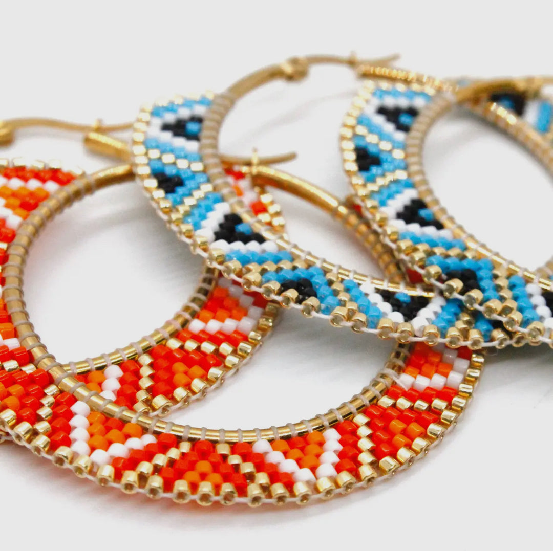 Miyuki Seed Bead Geometric Earrings-sea