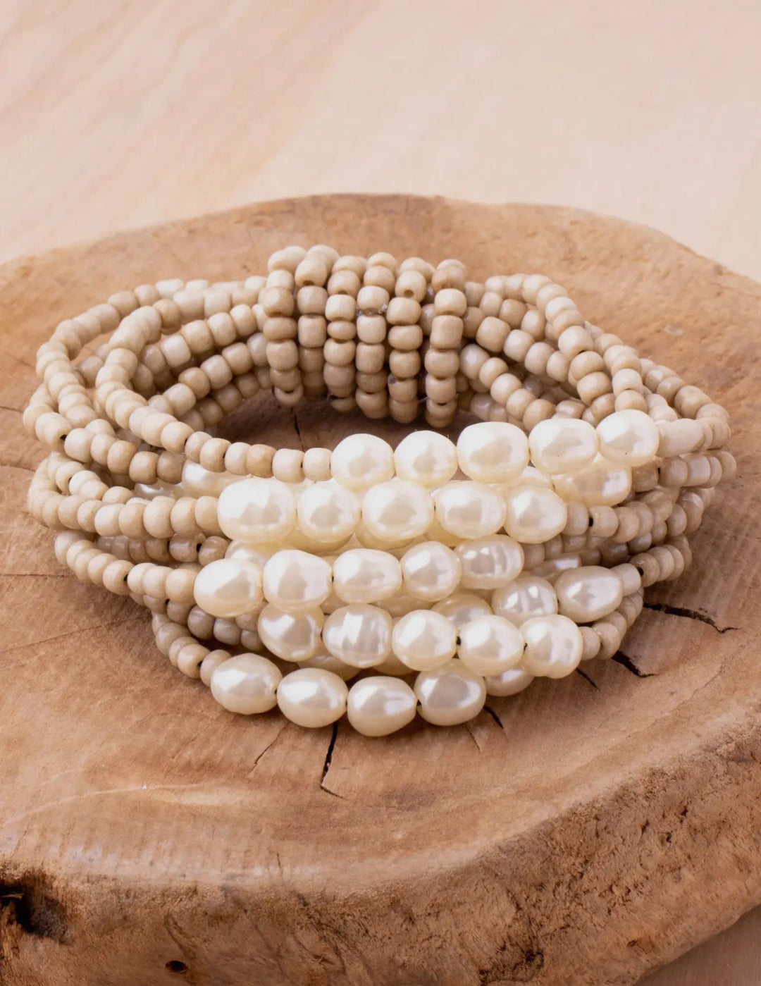 Freshwater Pearl and Beads Bracelet-Cream
