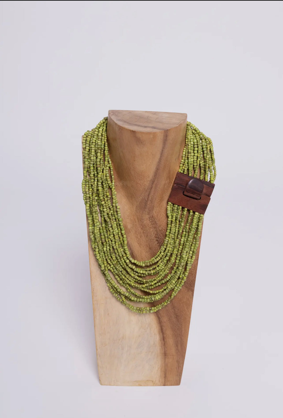 Big Buckle and Bead Necklace-Green