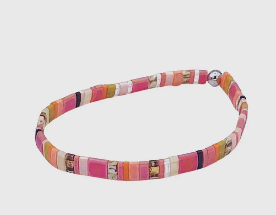 Tile Bead Bracelet-Cotton Candy