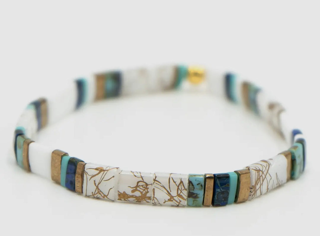 Tile Bead Bracelet-Aqua