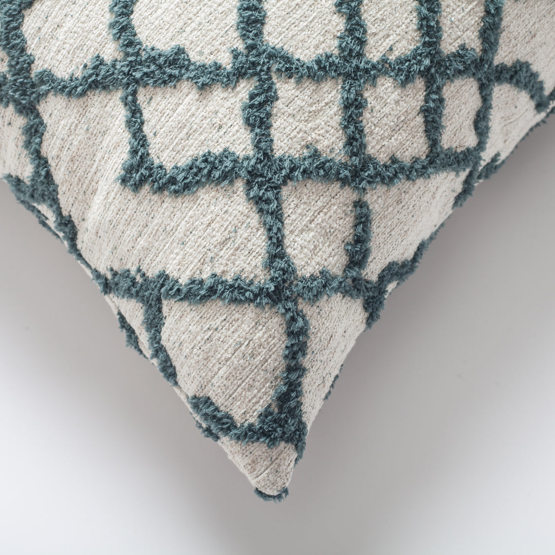 Bedouin Square- Petrol Blue and White