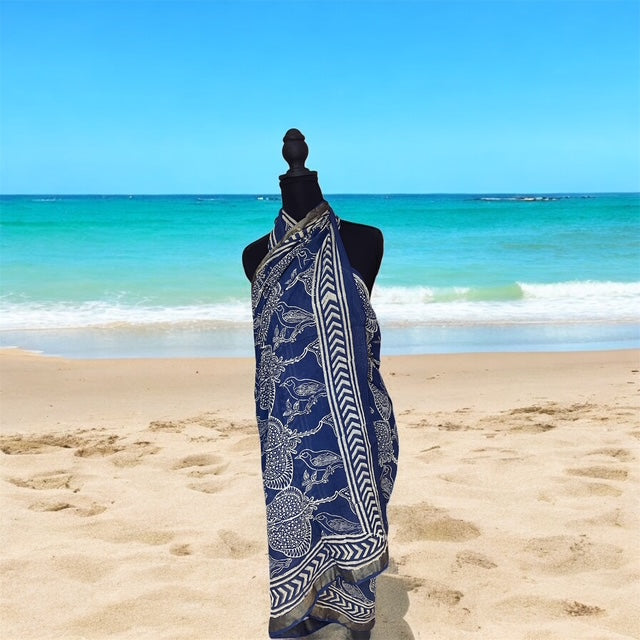 Sarong/Pareo-Royal blue with stingray motif