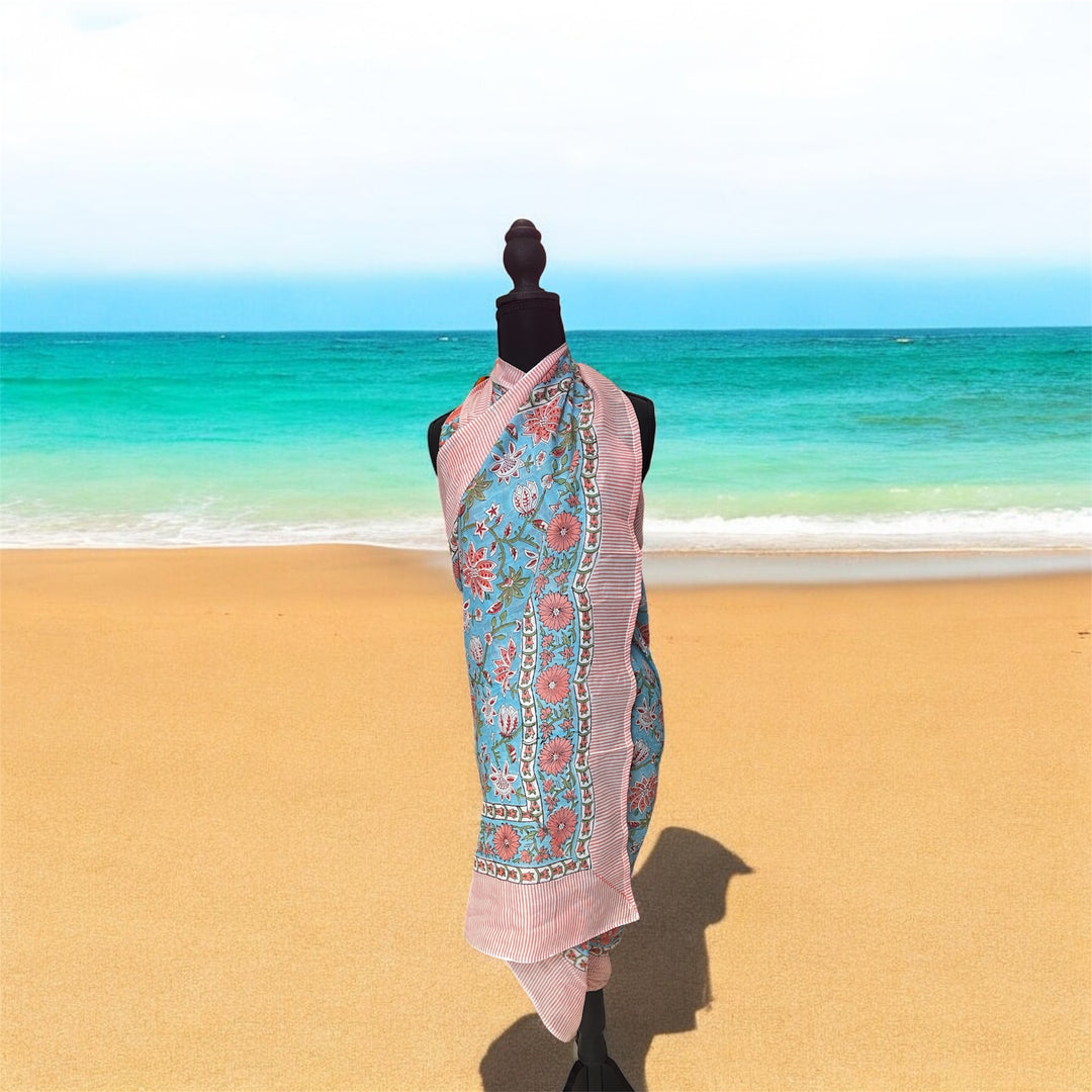 Sarong/Pareo-Pink and Baby Blue Floral
