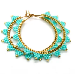 Miyuki Seed Bead Earrings-Turquoise
