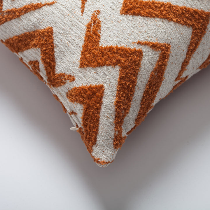 Bolt-Burnt orange and white pillow