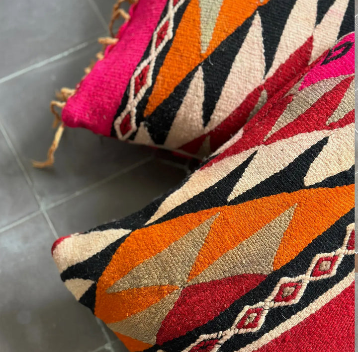 Upcycled Moroccon rug Throw Pillows