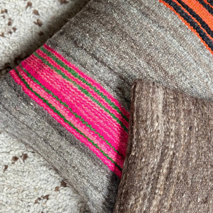 Moroccan Striped Neon colored wool upcycled throw pillows