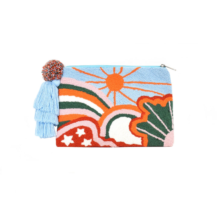 Sky Blue Celestial Tapizada Clutch-large