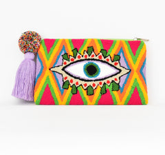 Third Eye Tapizada clutch-Dusty lilac multi color.