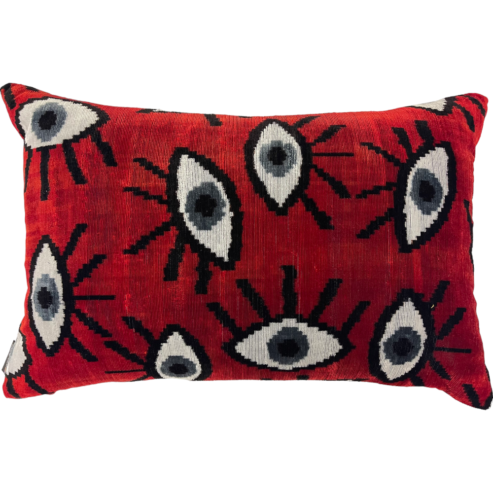 Silk Velvet Ikat Lumbar Pillow