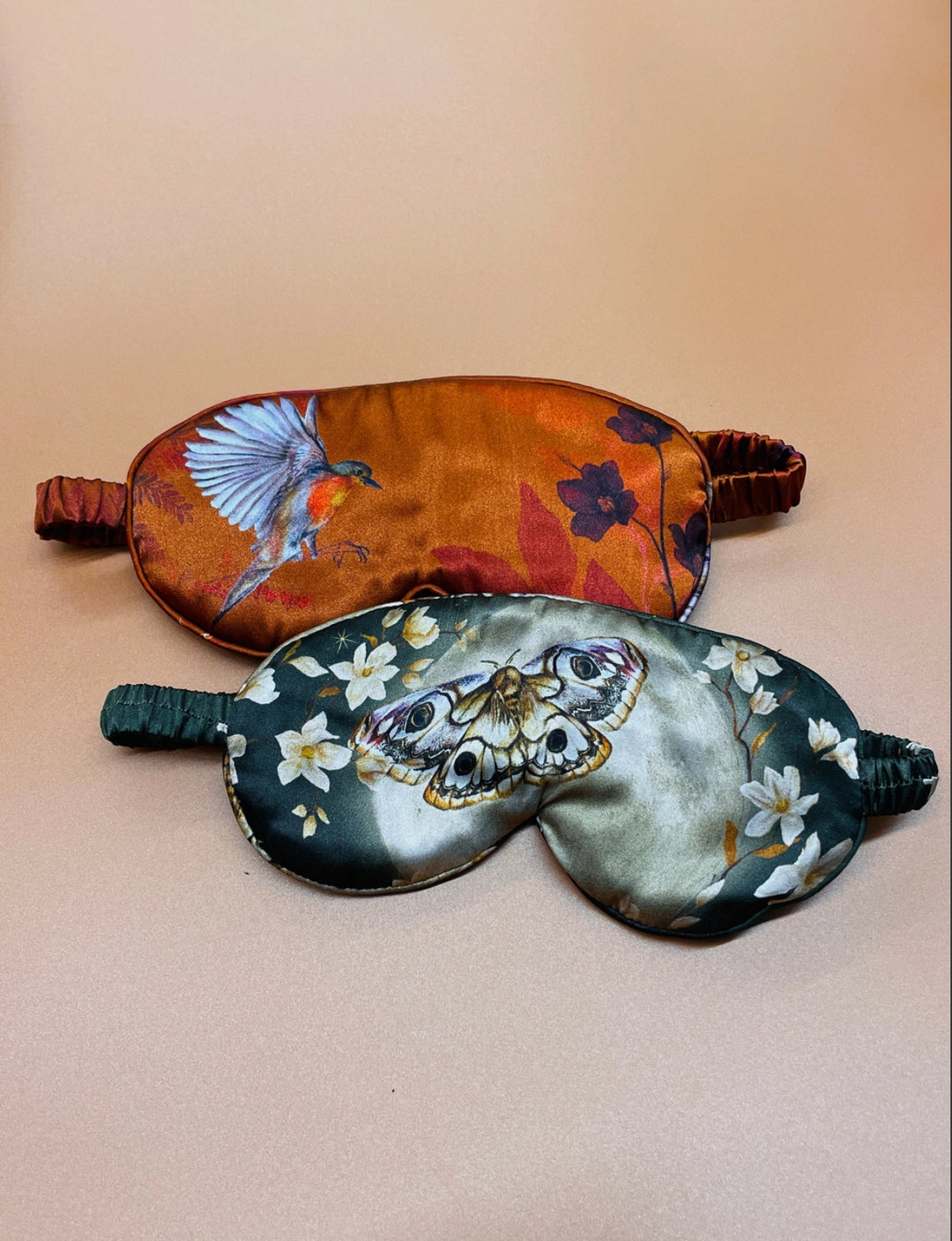 100% Silk satin hand painted eye mask-Copper