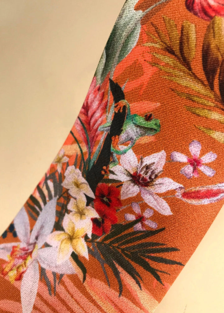 Hand Painted 100% silk tropical pattern tie