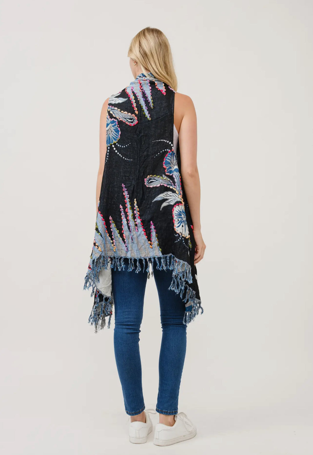 Boho styled embroidered tunic-black graphic