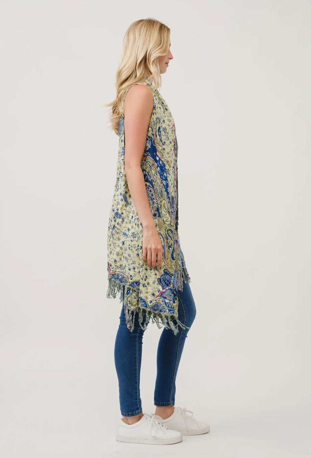 Boho style thick stitch embroidered tunic