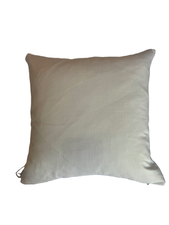 Hand Embroidered Suzani Throw pillow-periwinkle and cream.