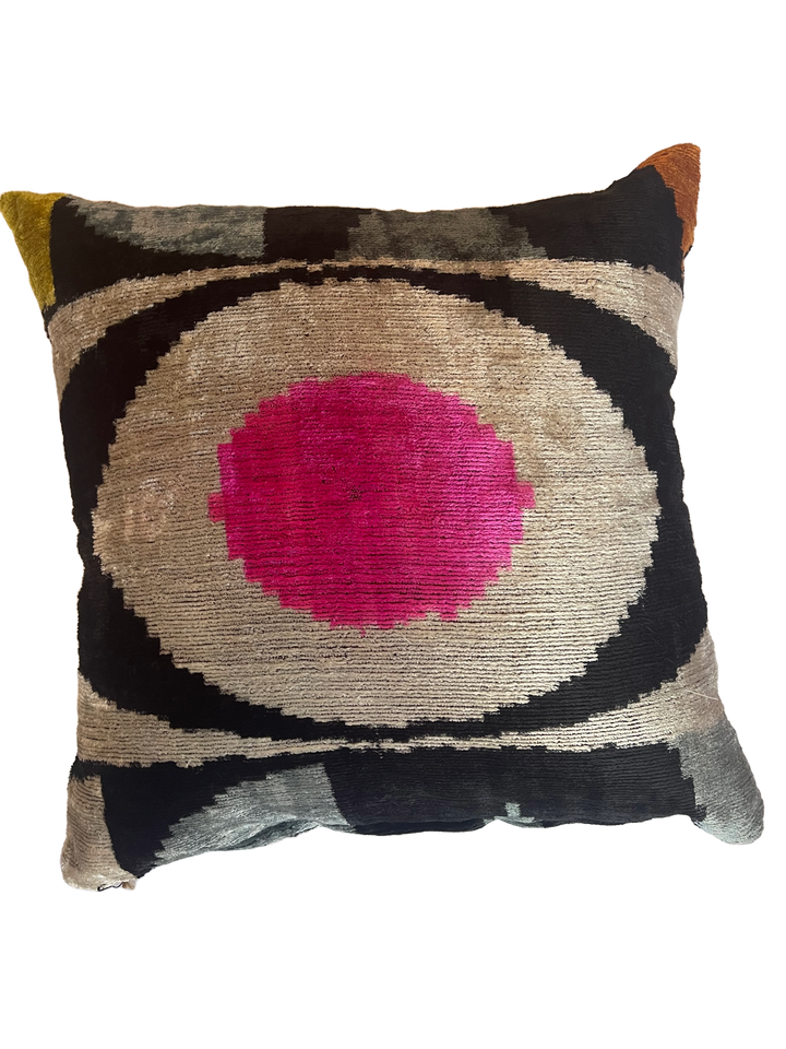 Silk velvet  graphic square throw pillow.