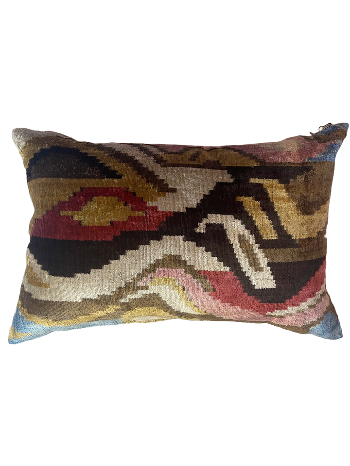 Boho styled silk velvet lumbar pillow