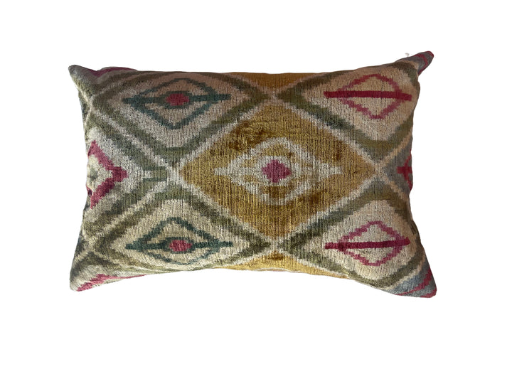 Graphic pattern Silk velvet lumbar pillow