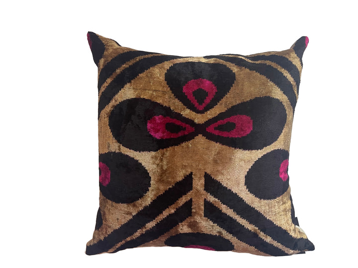 Graphic 100% silk velvet square throw pillow