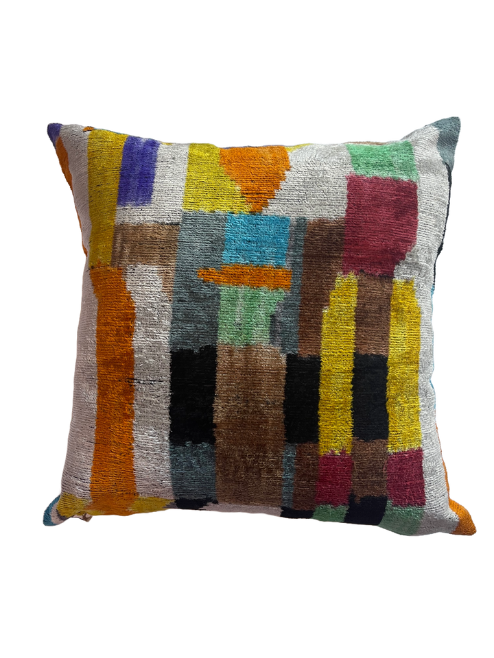 Modern and graphic silk velvet throw pillow