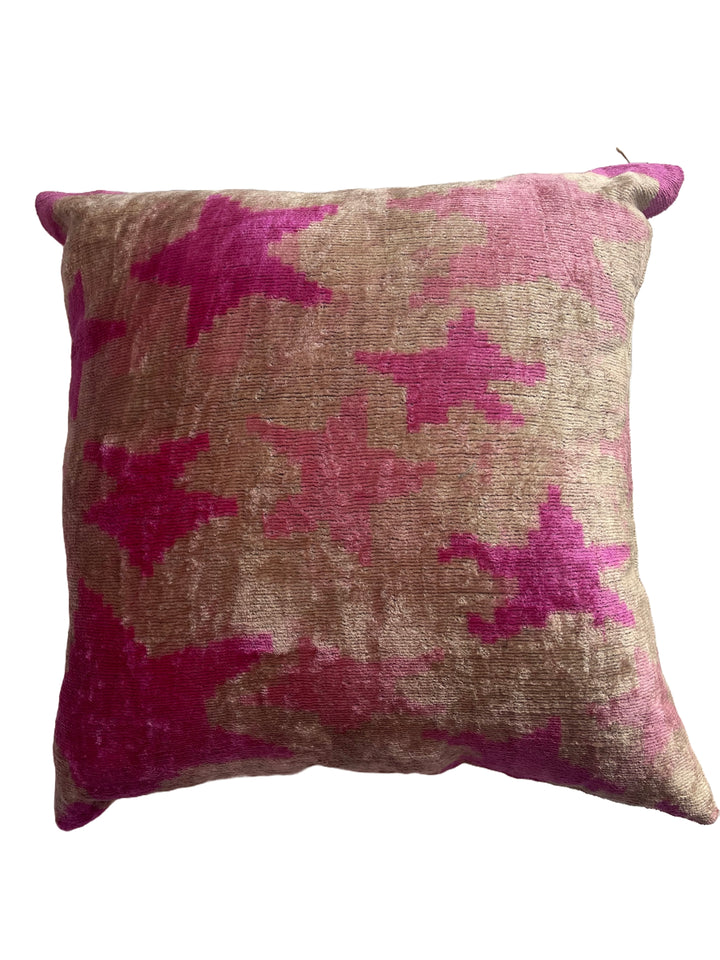 Star patterned 100% silk velvet throw pillow