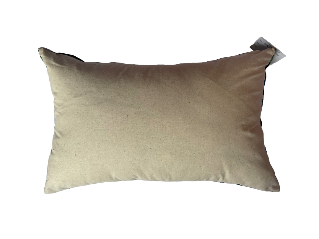 Graphic fish patterned 100% silk velvet lumbar pillow