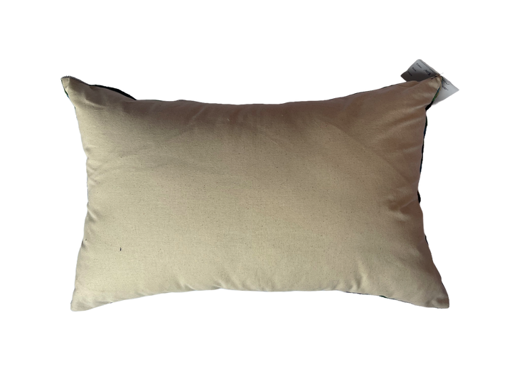 Graphic fish patterned 100% silk velvet lumbar pillow