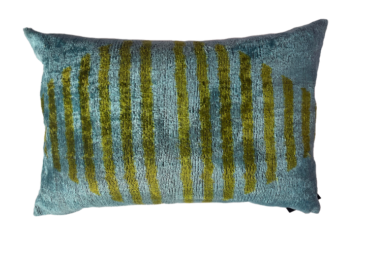 Graphic fish inspired 100% silk velvet lumbar pillow