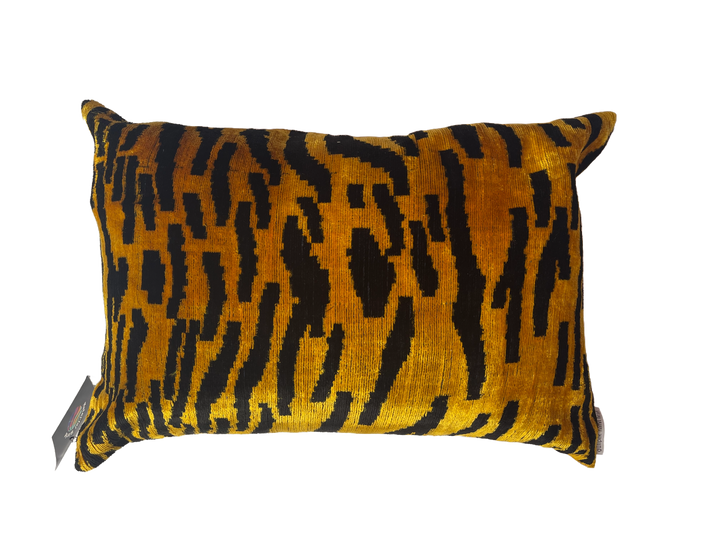 Tiger striped 100% silk velvet lumbar pillow