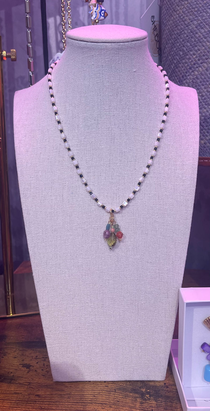 Beaded Chain and Colorful Charm Necklace