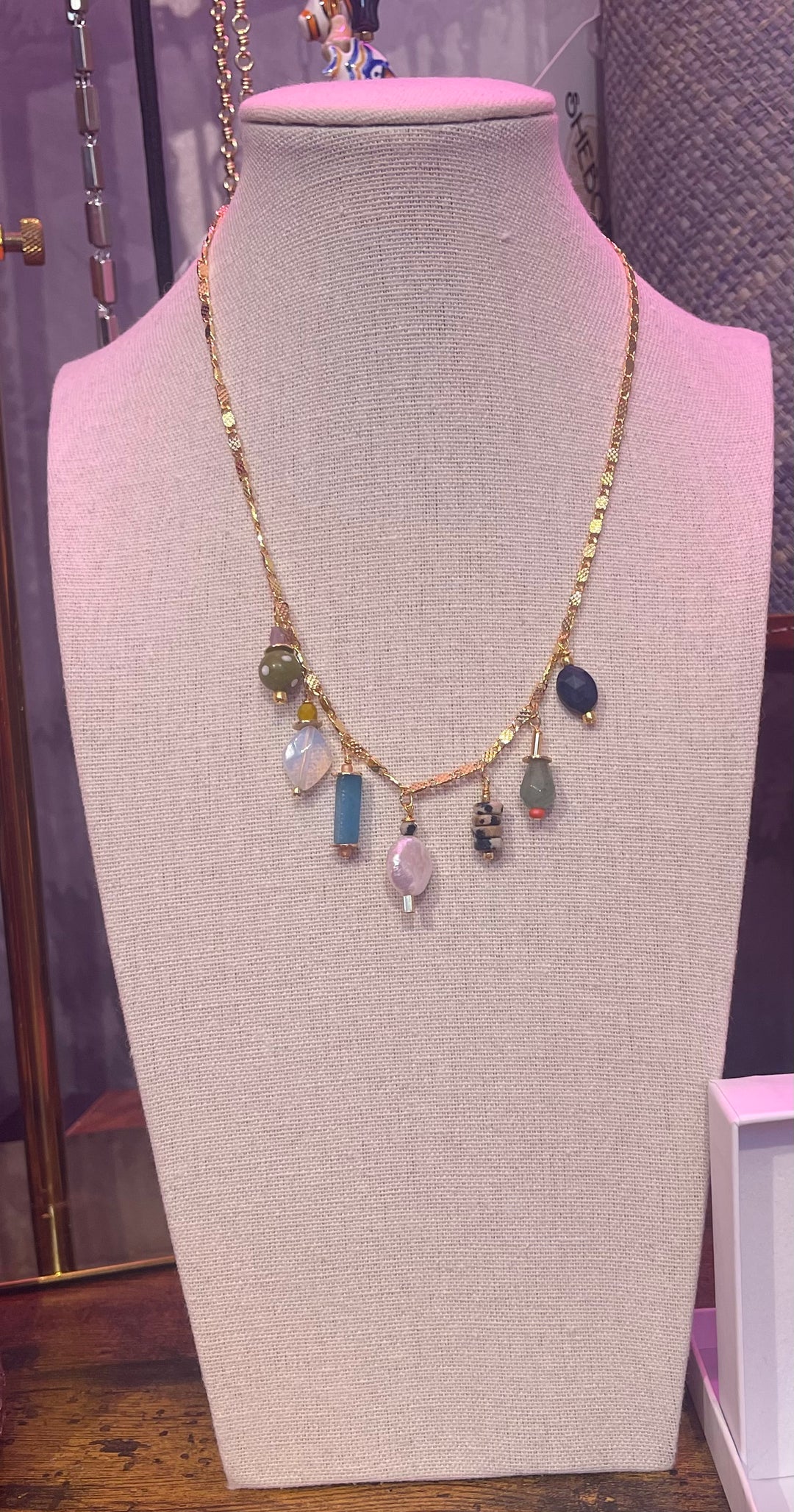 Colorful Beaded Charm Necklace