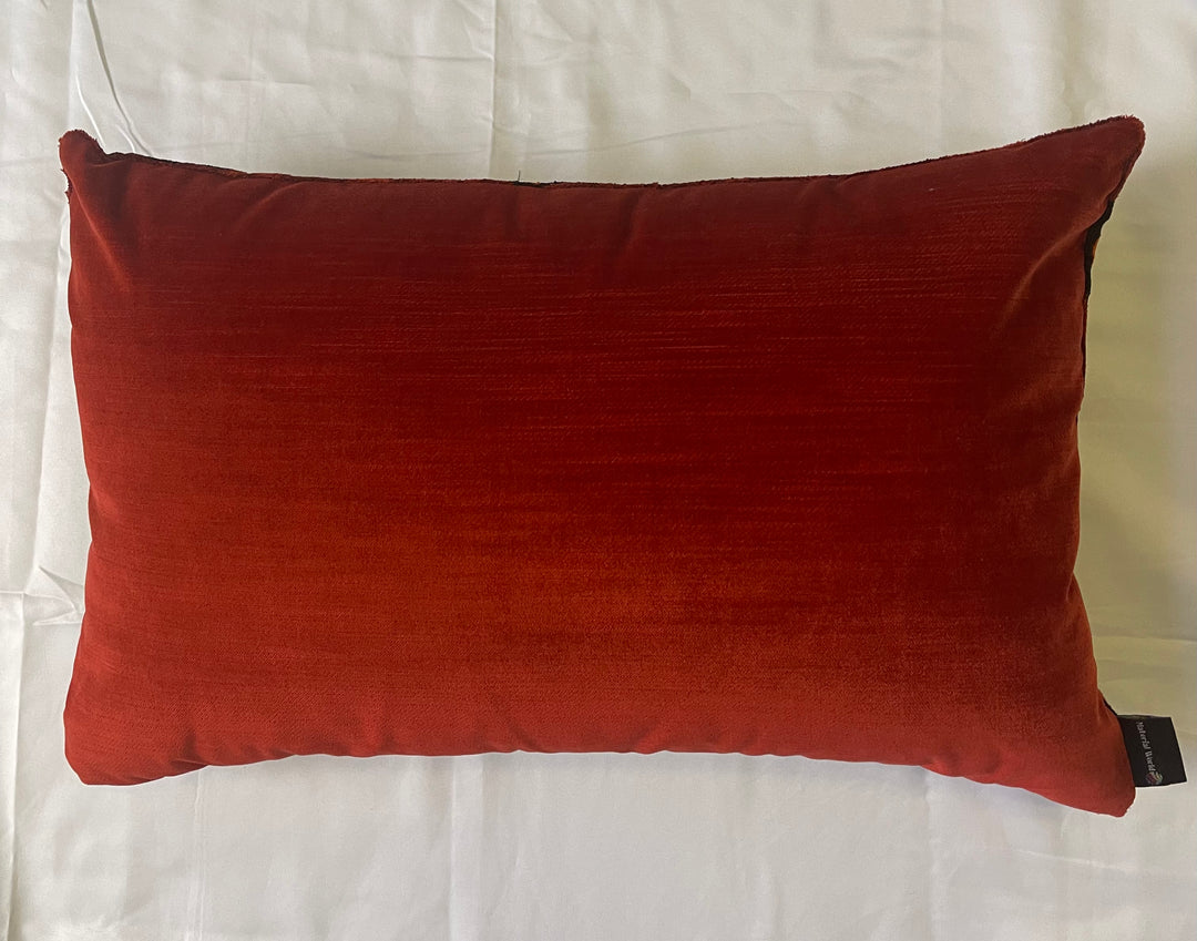 Hand of Fatima Silk Ikat Lumbar Pillow-Cranberry