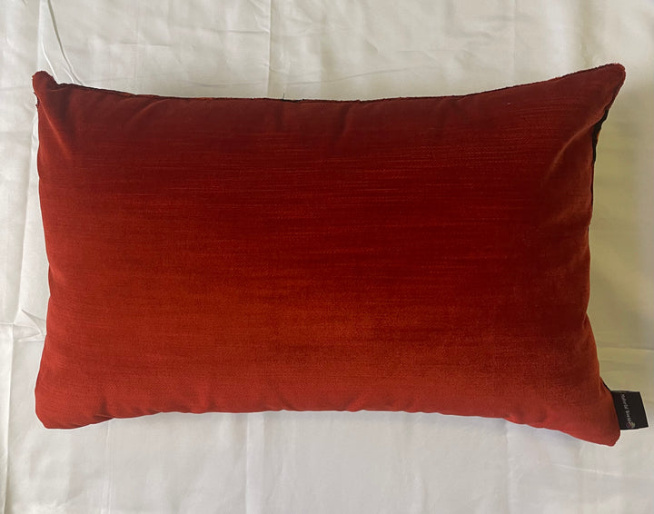 Hand of Fatima Silk Ikat Lumbar Pillow-Cranberry