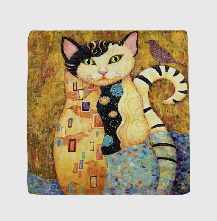 Klimt-style Cat Silk Scarf