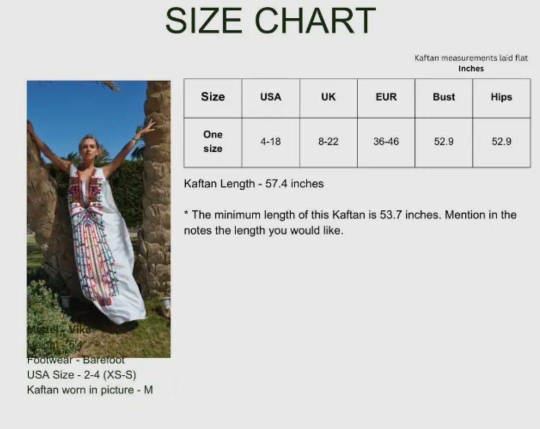 Boho Styled Sleeveless Embroidered Kaftan