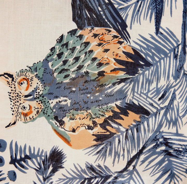 Cotton Kimono Robe Blue/Cream Owl