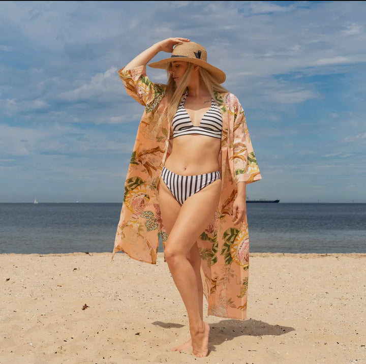Cotton Kimono Robe-Tree of Life-Blush